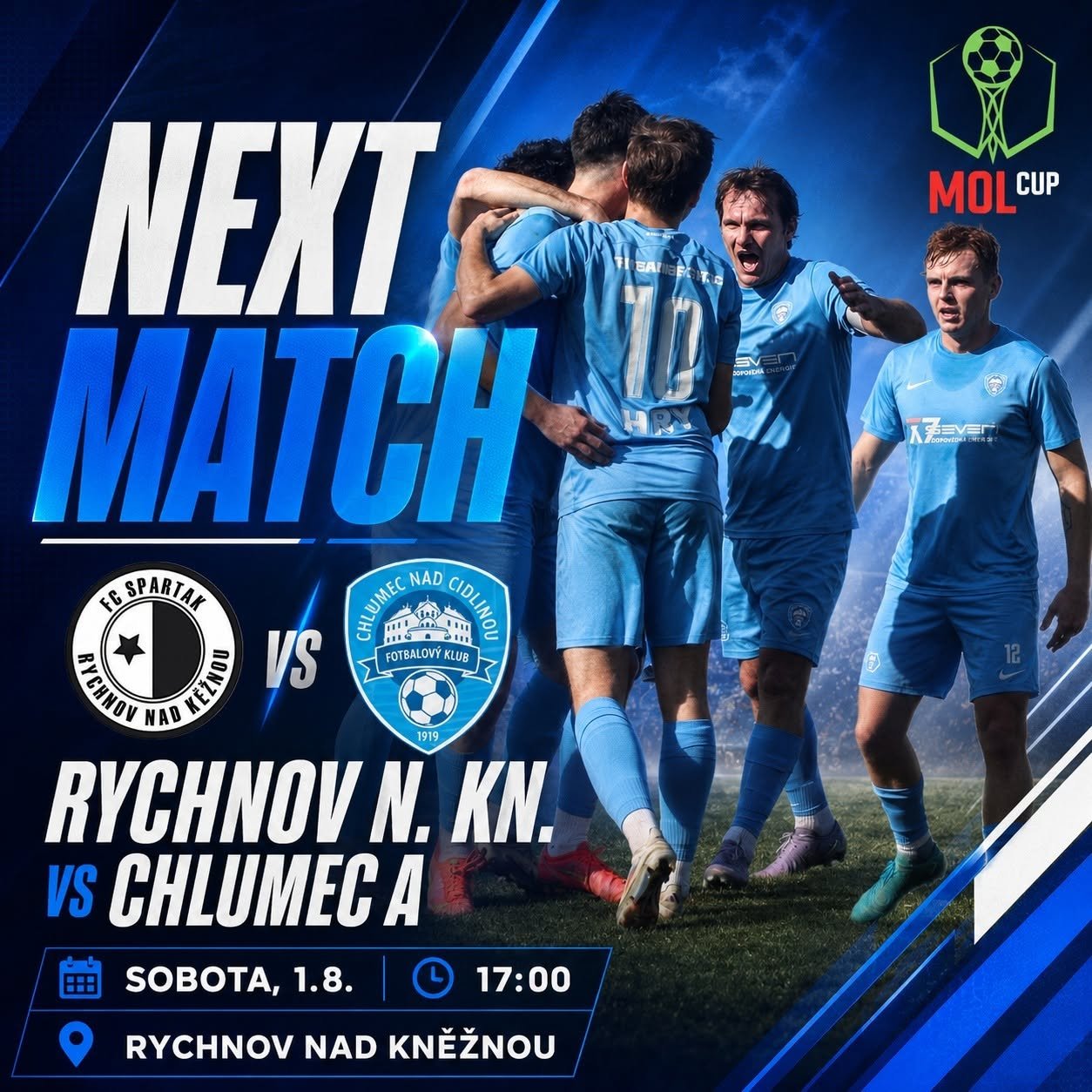 VÍKENDOVÝ PROGRAM TÝMŮ FK CHLUMEC, ÁČKO HRAJE MOL CUP!